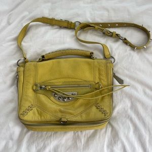 Sam Edelman Yellow Citrus Oriana Leather Crossbody Purse Bag Studded Spikes